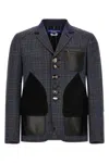 Junya Watanabe Patchwork Check-pattern Blazer In Blue