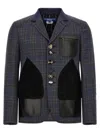 Junya Watanabe Patchwork Check-pattern Blazer In Blue