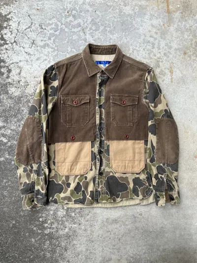 Pre-owned Junya Watanabe Junya Man Duck Frog Camo Hunting Canvas Corduroy Elbow Patch In Multi