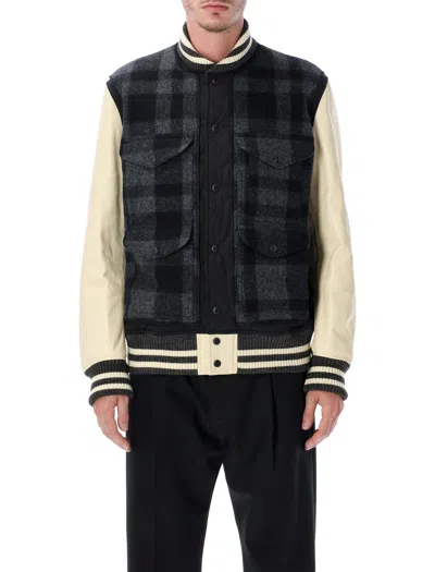 JUNYA WATANABE JUNYA WATANABE JUNYA WATANABE WOOL AND LEATHER VARSITY JACKET