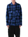 Junya Watanabe Wool Checked Work Jacket In Blue