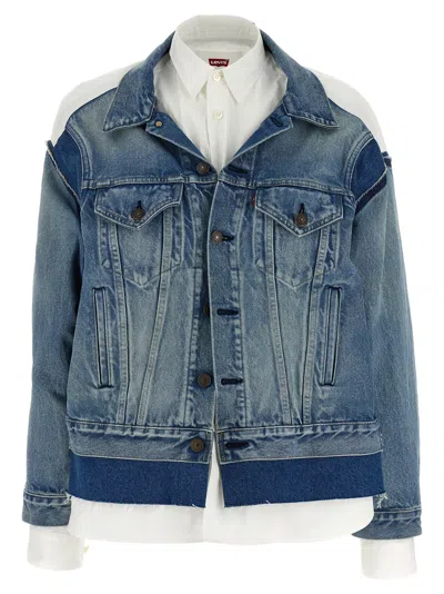 Junya Watanabe Multicolor Junya Shirt Denim Jacket In Blue