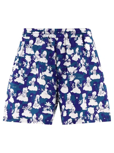 Junya Watanabe " X Lousy Livin" Printed Shorts In Blue