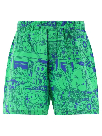 Junya Watanabe Man " X Lousy Livin" Printed Shorts In Green