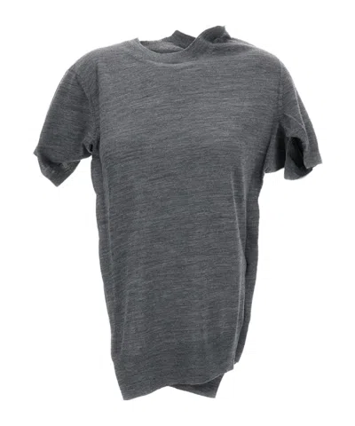Junya Watanabe Knitted Asymmetric T-shirt In Gray