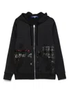 Junya Watanabe Black Patchwork Zip-up Hoodie In Black