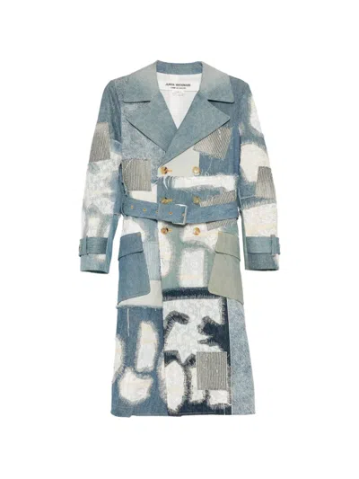Junya Watanabe Lace Patchwork Denim Trench Coat In Multi