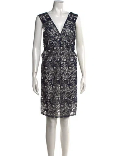 Pre-owned Junya Watanabe Lace Pattern Mini Dress In Blue