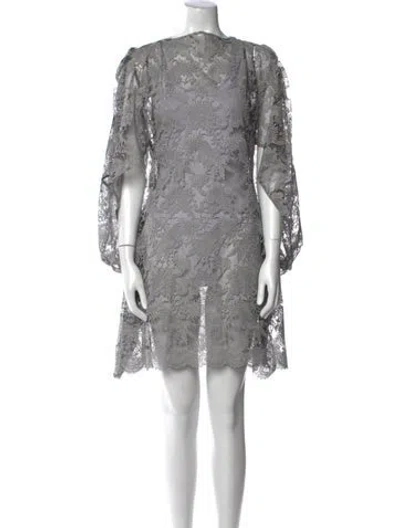 Pre-owned Junya Watanabe Lace Pattern Mini Dress In Gray