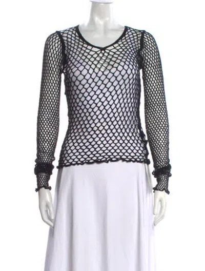 Pre-owned Junya Watanabe Lace Pattern V-neck Sweater In White