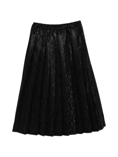 Junya Watanabe Lace Pleated Skirt In Black