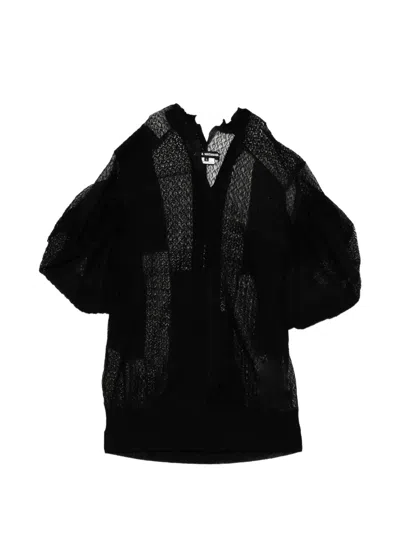 Junya Watanabe Lace-knitted Blouse In Black