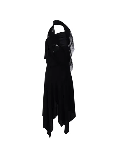 Junya Watanabe Lace-trim Handkerchief-hem Dress In Black