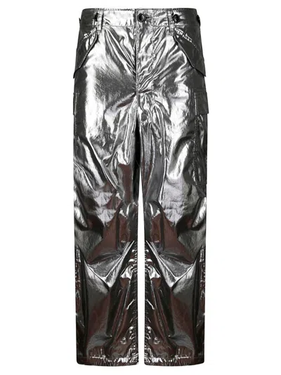 Junya Watanabe Metallic Effect Pants In Silver