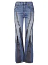 Junya Watanabe Flared Denim Trousers With Zipper Detail In Blue