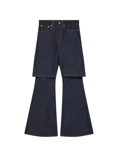 Junya Watanabe Layered Flared Jeans In Blue