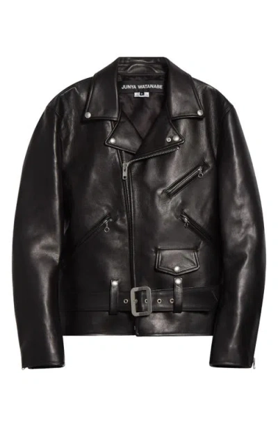 Junya Watanabe Leather Biker Jacket In Black