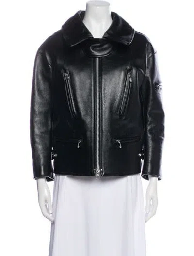 Pre-owned Junya Watanabe Leather Biker Jacket W/ Tags In Blue