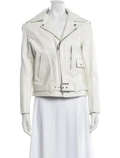 Pre-owned Junya Watanabe Leather Biker Jacket W/ Tags In Neutrals