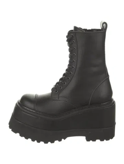 Pre-owned Junya Watanabe Leather Combat Boots In Black