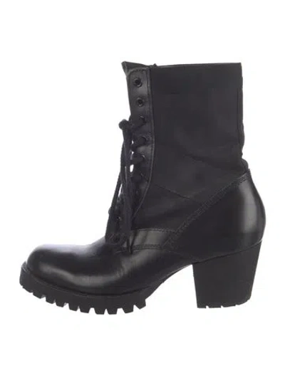 Pre-owned Junya Watanabe Leather Combat Boots In Black/blue