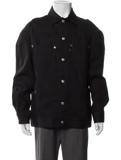 Pre-owned Junya Watanabe Leather Denim Jacket In Gray