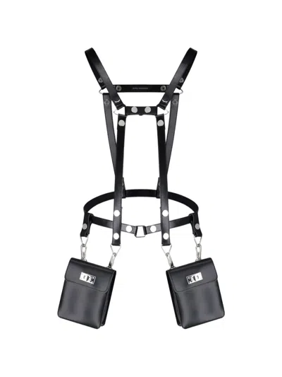 Junya Watanabe Leather Harness Belt In Black