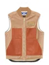Junya Watanabe Sleeveless Jacket With Patch Pockets And Contrast Panels In Brown