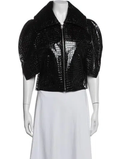 Pre-owned Junya Watanabe Leather Patterned Jacket In Black