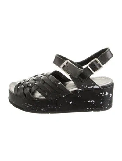 Pre-owned Junya Watanabe Leather Sandals In Black
