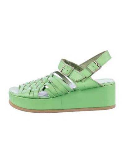 Pre-owned Junya Watanabe Leather Slingback Sandals In Green