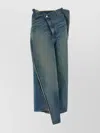 Junya Watanabe Asymmetric Stonewashed Denim Wide Leg Jeans In Blue