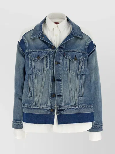 JUNYA WATANABE LEVI'S® SHIRT DENIM JACKET WITH CONTRAST FABRIC
