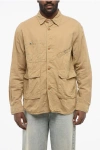Junya Watanabe Linen Blend Multipocketed Overshirt In Brown