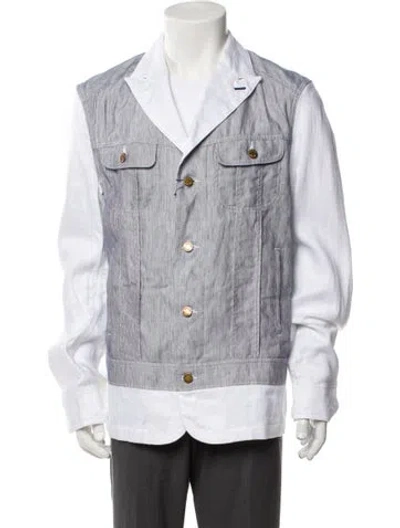 Pre-owned Junya Watanabe Linen Colorblock Pattern Vest W/ Tags In White