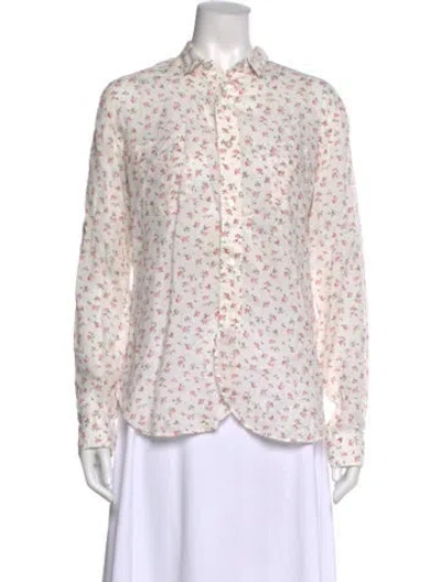 Pre-owned Junya Watanabe Linen Floral Print Top In White