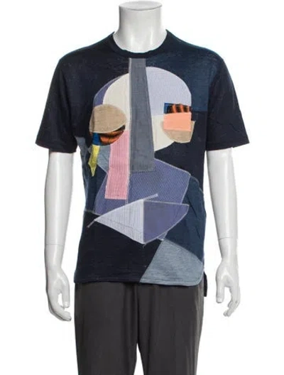 Pre-owned Junya Watanabe Linen Graphic Print T-shirt In Multi