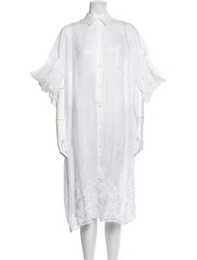 Pre-owned Junya Watanabe Linen Long Dress In White