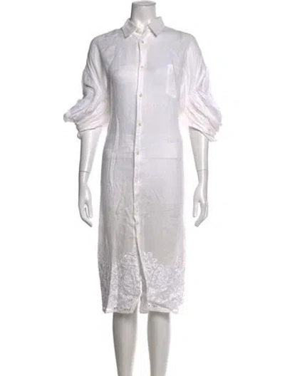 Pre-owned Junya Watanabe Linen Midi Length Dress In White