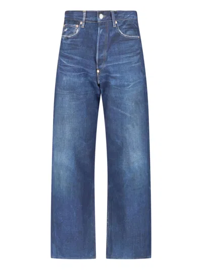 Junya Watanabe Linen-cotton Blend Jeans In Blue