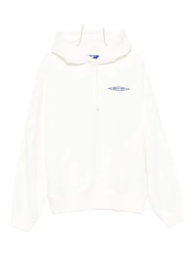Junya Watanabe Graphic Print Hooded Sweatshirt Front Pocket In White