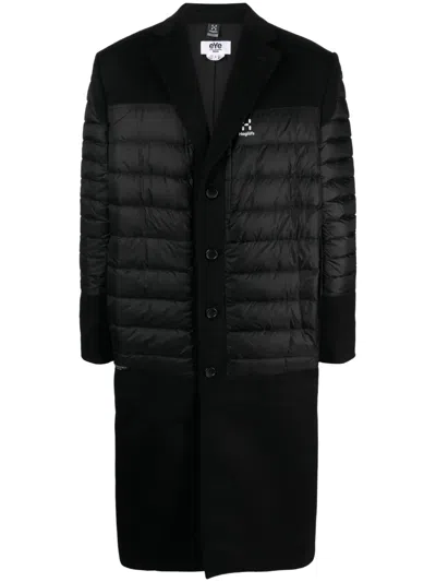 Junya Watanabe Logo-print Single-breasted Padded Coat In Black