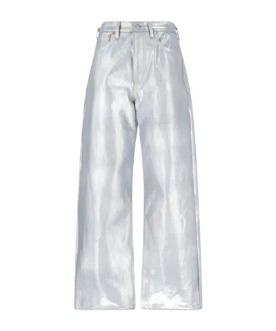 Junya Watanabe Logo Straight Jeans In Silver