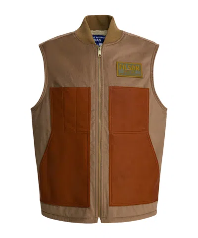 Junya Watanabe Logo Zip-up Vest In Brown