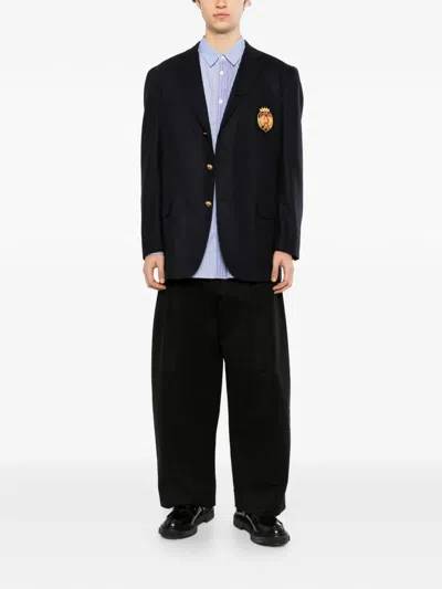 Junya Watanabe Logo-embroidered Blazer In Blue