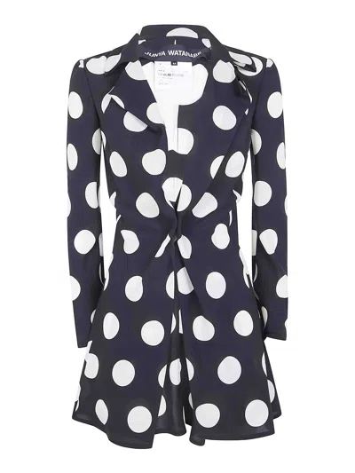 Junya Watanabe Long Tailored Blazer Jacket Polka Dots Lapel In Black