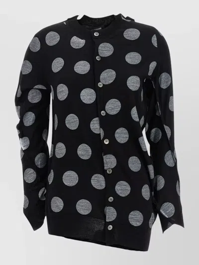Junya Watanabe Long Cardigan Polka Dot Knitwear Style In Black