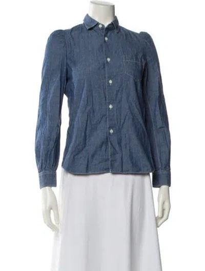Pre-owned Junya Watanabe Long Sleeve Button-up Top In Blue