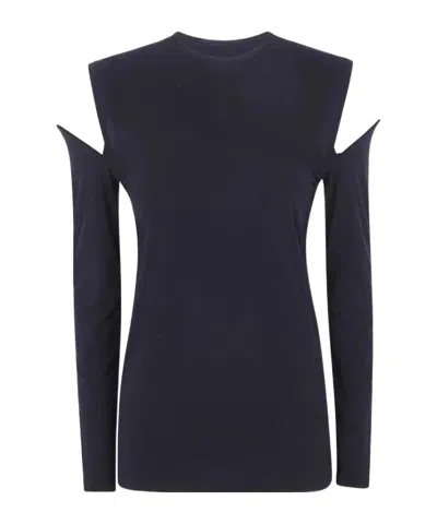 Junya Watanabe Long Sleeved Cut-out T-shirt In Blue