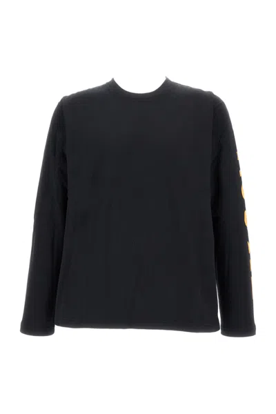 Junya Watanabe Long-sleeve Crew Neck T-shirt With Fluorescent Graphic Detail In Black